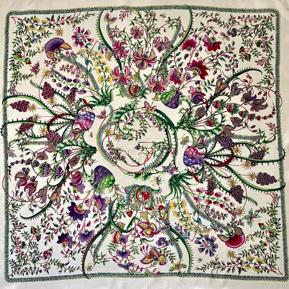 Display #3 Gucci Scarf Floral Print Silk Wrap - Picture 8 of 15